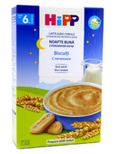 HIPP Terci organic cu lapte, Noapte Buna - Biscuiti (6 luni) 250 g /2965/ N1