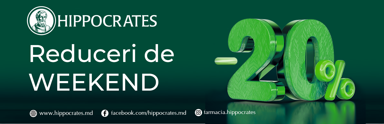 Reduceri de weekend în rețeaua de farmacii Hippocrates: -20% reducere la o gamă variată de produse!