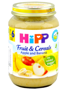 HIPP FructCereale Mere-banane cu cereale integrale (6 luni) 190 g /4803/