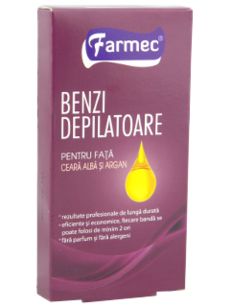 Farmec benzi depilatoare p/u fata ceara alba+argan (10 2 benzi+2 servetele) N1