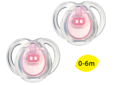 Пустышка ортодонтическая Anytime силиконовая (0-6 мес) 2 шт.(прозрачная+розовая)/43335463 N1