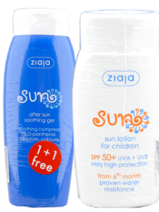 Ziaja Sun. Lotiune p/u copii SPF 50 +Gel calmant dupa plaja N1