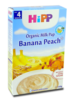 HIPP Terci organic cu lapte - Orez, banane si piersica (4 luni) 250 g /2973/ N1
