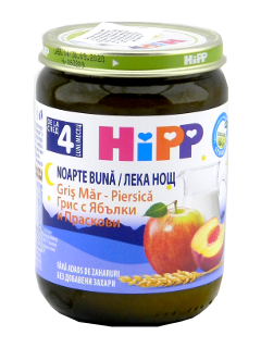 HIPP Fructe - Noapte Buna Gris cu lapte Mar-piersic (4 luni) 190 g /5509/
