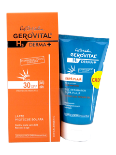 Gerovital Sun H3 Derma+ Pachet promo lapte protectie solara SPF 30+gel reparator dupa plaja N1